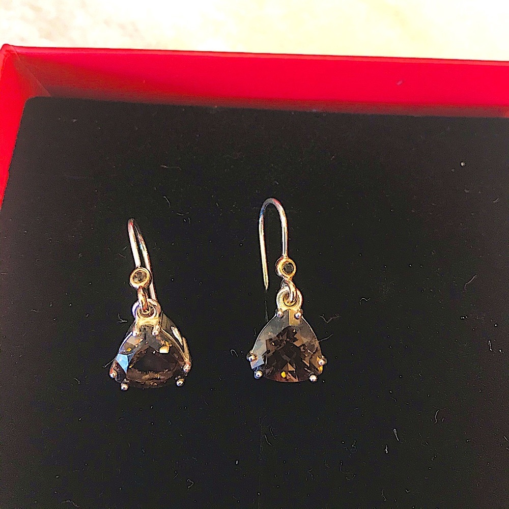 Pandora smoky topaz & sterling dangle earrings
